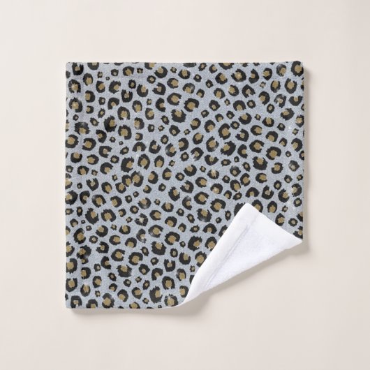 Silver Gold Glitter Black leopard Print Bad Handdoek (Wasdoekje)