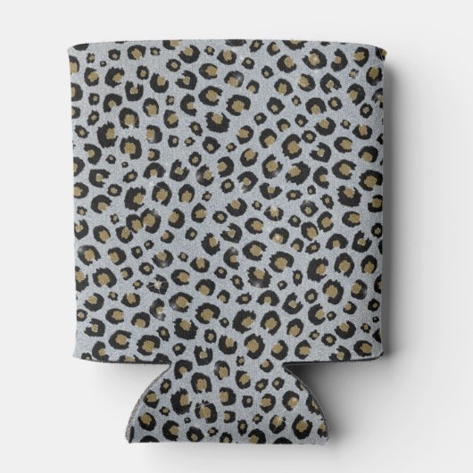 Silver Gold Glitter Black leopard Print Blikjeskoeler (Achterkant)