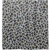 Silver Gold Glitter Black leopard Print Douchegordijn (Voorkant)