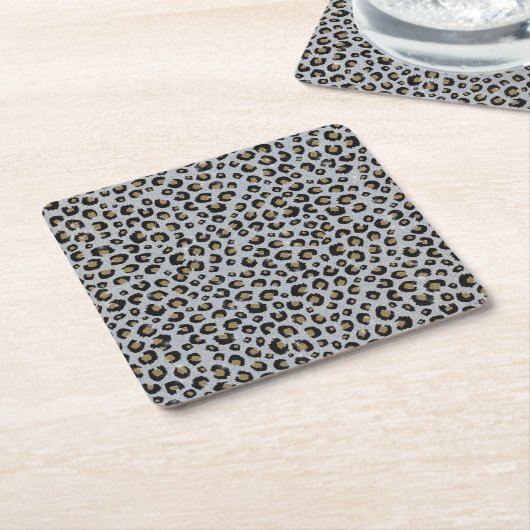 Silver Gold Glitter Black leopard Print Kartonnen Onderzetters (Schuin)