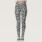 Silver Gold Glitter Black leopard Print Leggings (Voorkant)