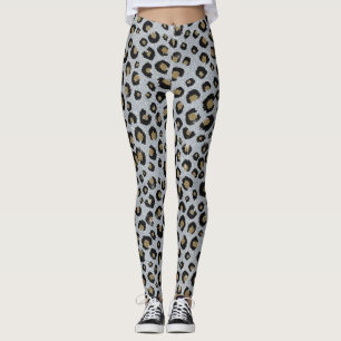 Silver Gold Glitter Black leopard Print Leggings