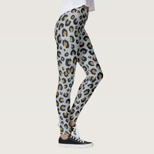 Silver Gold Glitter Black leopard Print Leggings (Rechts)