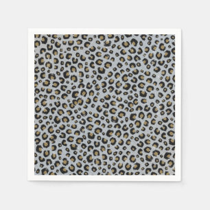Silver Gold Glitter Black leopard Print Servet