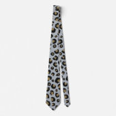 Silver Gold Glitter Black leopard Print Stropdas (Voorkant)