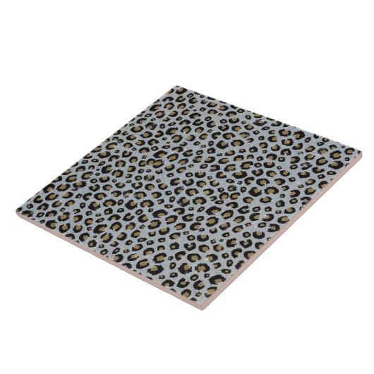 Silver Gold Glitter Black leopard Print Tegeltje (Zijkant)