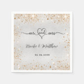 Silver gold glitter de heer mrs hart bruiloft servet (Voorkant)