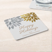 Silver Gold Glitter Floral Prettige feestdagen Kartonnen Onderzetters (Schuin)