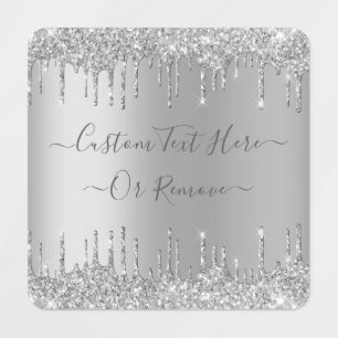 Silver Gold Glitter Metal Sparkle Drift Jouw tekst Labels
