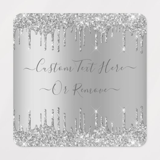 Silver Gold Glitter Metal Sparkle Drift Jouw tekst Labels (Design 3)