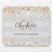 Silver Gold glitter monogram, metallic naam Muismat (Voorkant)