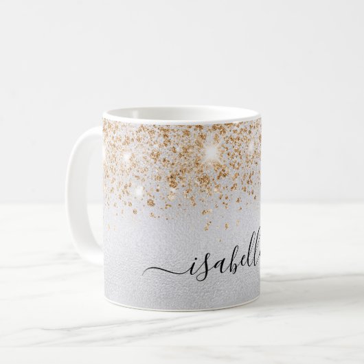 Silver Gold glitter-naamscript Koffiemok (Voorkant links)