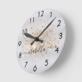 Silver Gold glitter-naamscript Ronde Klok (Hoek)