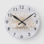 Silver Gold glitter-naamscript Ronde Klok (Voorkant)