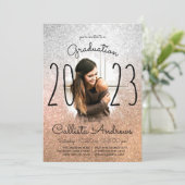 Silver Gold Glitter Ombre Halo Foto Afstuderen Kaart (Staand voorkant)