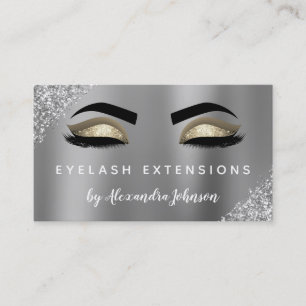 Silver Gold Glitter Sparkle Eyelash Extensions Visitekaartje