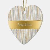 Silver Gold Glitter Sparkle Gold Ribbon Christmas Keramisch Ornament (Links)