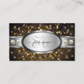 Silver Gold Glitter Sparkle Rhinestones Monogram Visitekaartje (Voorkant)