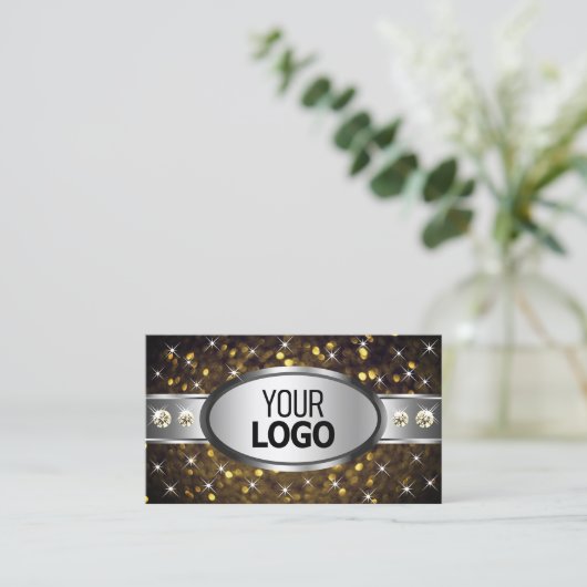 Silver Gold Glitter Sparkle Stars Jewelen met Logo Visitekaartje (Staand voorkant)