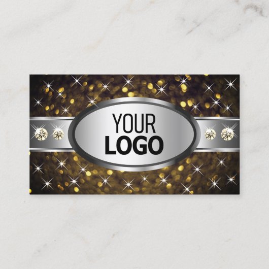 Silver Gold Glitter Sparkle Stars Jewelen met Logo Visitekaartje (Voorkant)