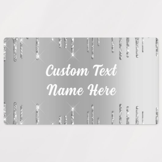 Silver Gold Glitter Sparkly Labels Aangepaste teks (Design 1)