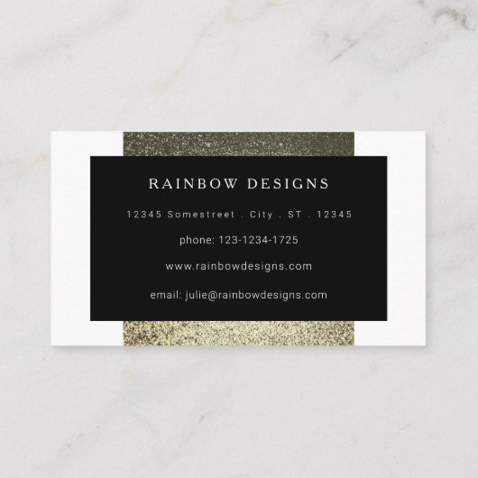 Silver Gold Glitter V3 Modern Trendy Event Planner Visitekaartje (Achterkant)