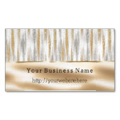 Silver Gold Glitzy Stripes Business name website Magnetisch Visitekaartje (Voorkant)