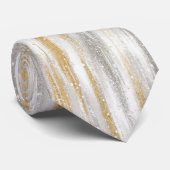 Silver Gold Glitzy Stripes Stropdas (Opgerold)