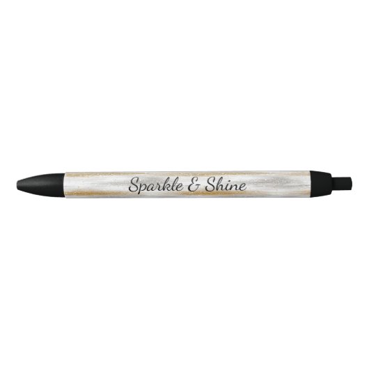 Silver Gold Glitzy Stripes Zwarte Inkt Pen (Voorkant)