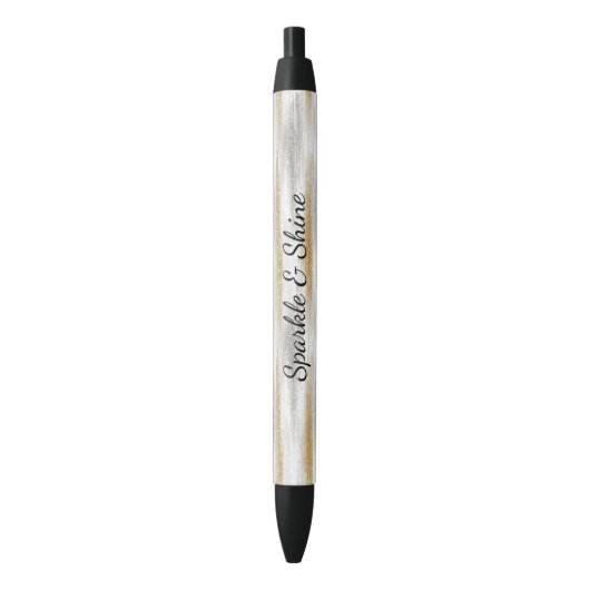 Silver Gold Glitzy Stripes Zwarte Inkt Pen (Voorkant Verticaal)
