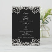 Silver & Gold Lace Elegant Wedding Kaart (Staand voorkant)