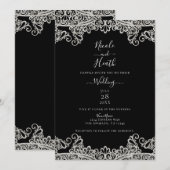 Silver & Gold Lace Elegant Wedding Kaart (Voorkant / Achterkant)