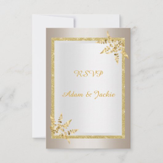 Silver Gold leaf ELEGANT CLASSY rsvp Kaart (Voorkant)