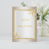 Silver Gold leaf ELEGANT CLASSY rsvp Kaart (Staand voorkant)