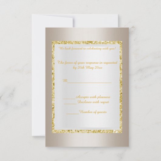 Silver Gold leaf ELEGANT CLASSY rsvp Kaart (Achterkant)