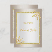 Silver Gold leaf ELEGANT CLASSY rsvp Kaart (Voorkant / Achterkant)