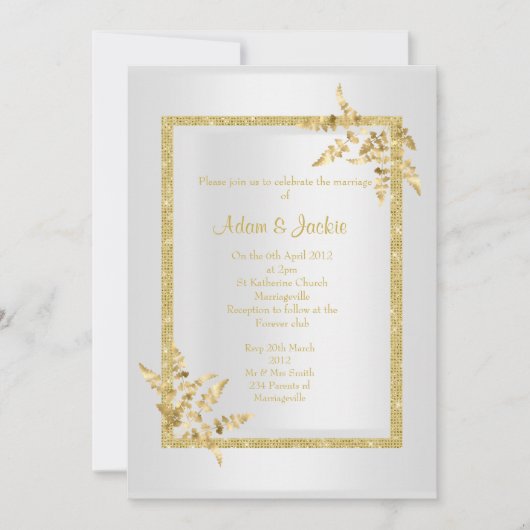 Silver Gold leaf ELEGANT CLASSY WEDDING Kaart (Voorkant)