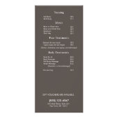 Silver Gold Leaves Beauty Salon-prijslijst Reclamekaart (Achterkant)