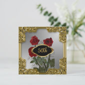 Silver Gold Lijst Flowers Birthday Uitnodiging 2 (Staand voorkant)