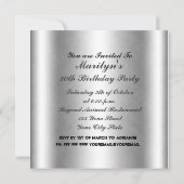 Silver Gold Lijst Flowers Birthday Uitnodiging 2 (Achterkant)