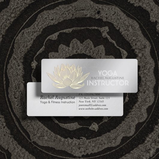 Silver Gold Lotus Yoga Meditation Reiki Instructor Mini Visitekaartje