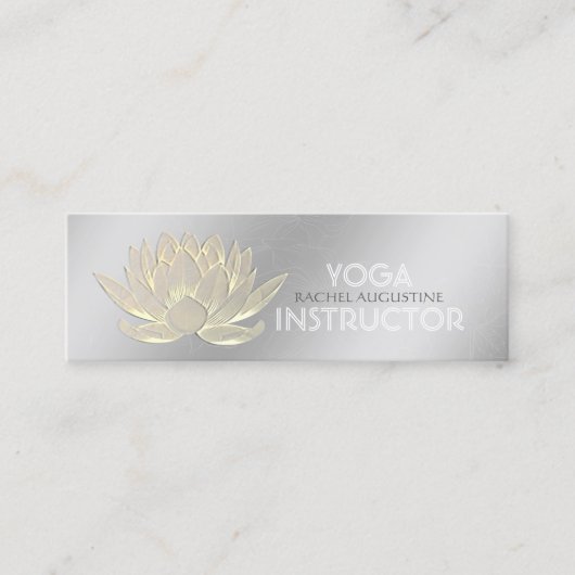 Silver Gold Lotus Yoga Meditation Reiki Instructor Mini Visitekaartje (Voorkant)