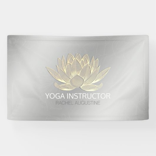 Silver Gold Lotus Yoga Meditation Reiki Instructor Spandoek (Horizontaal)