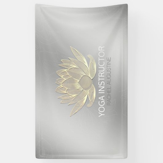 Silver Gold Lotus Yoga Meditation Reiki Instructor Spandoek (Verticaal)