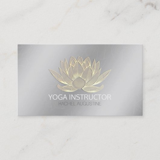 Silver Gold Lotus Yoga Meditation Reiki Instructor Visitekaartje (Voorkant)