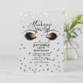 Silver & Gold Makeup Eyelashes Beauty Stippen Part Kaart (Staand voorkant)
