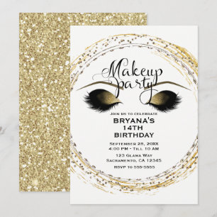 Silver & Gold Makeup Eyelashes Glam Beauty Party Kaart