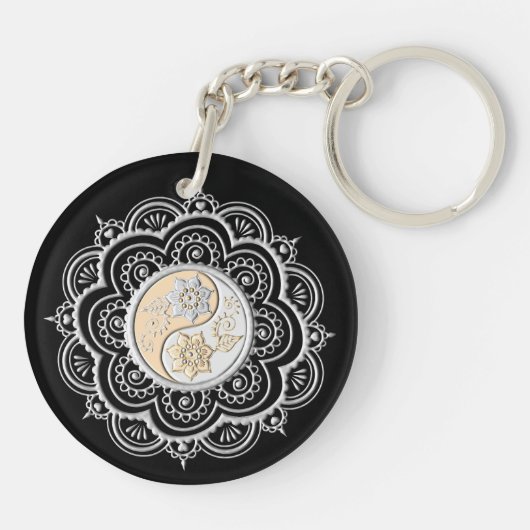 Silver & Gold Mandala Sleutelhanger (Achterkant)