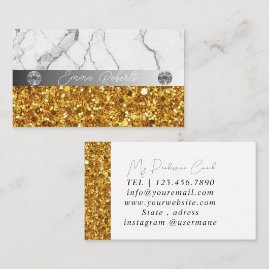 Silver Gold Marble Diamond Coach Visitekaartje (Voorkant / Achterkant)