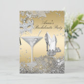 Silver Gold Mask Jewel Lace Bachelorette Party Kaart (Staand voorkant)